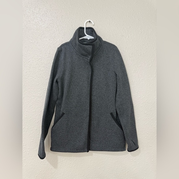 Ivivva Lululemon Girls Business Wrap Jacket Fleece Lined Size 8-9 Gray - Picture 1 of 10